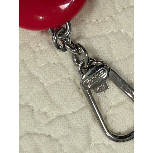 Coach Red Resin Heart USB Flash Drive Keychain Bag Charm Silver Tone Hardware - Picture 3 of 6